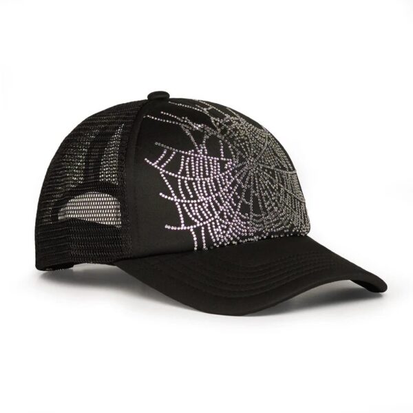 Sp5der Black Web Rhinestone Trucker Hat