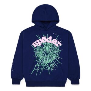 Sp5der Navy Pink OG Web Hoodie