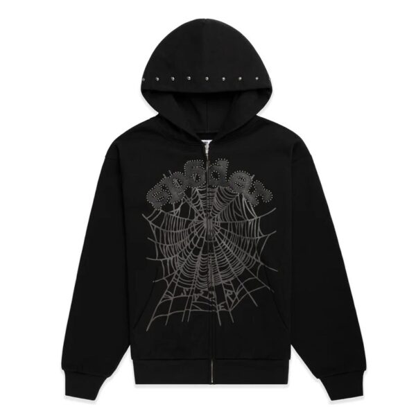 Sp5der Og Web Studded Zip Hoodie