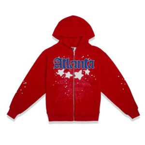 Sp5der Red Atlanta Zip Up Hoodie