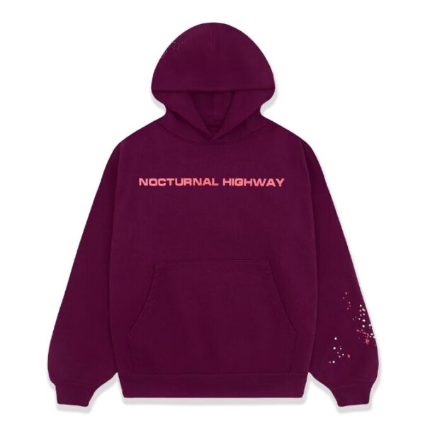 Sp5der Burgundy NOCTURNAL HIGHWAY HOODIE